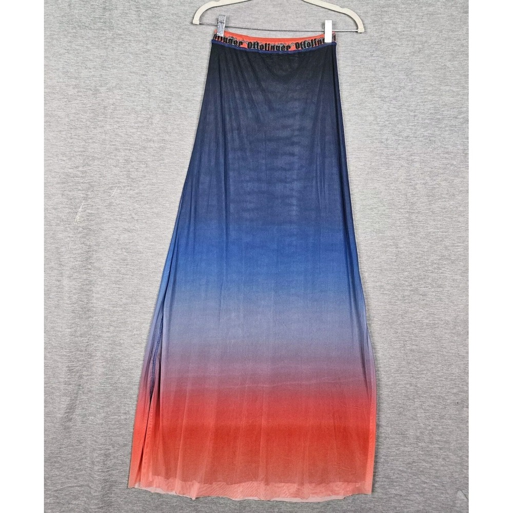 Ottolinger Gradient effect Logo Print Mesh Maxi Skirt In Blue Women's XS
